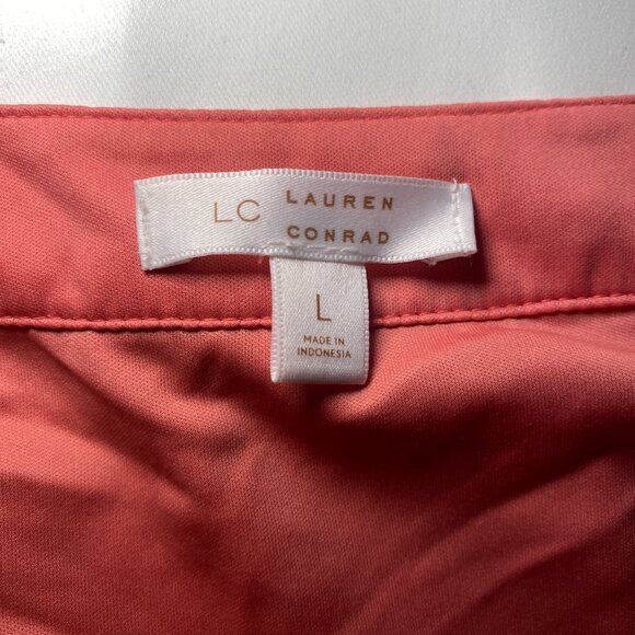 LC Lauren Conrad Womens L Tropical Hawaiian Bird Coral Chiffon Flutter Boho EUC - Picture 3 of 7